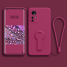 Custodia Silicone Ultra Sottile Morbida Cover con Supporto per Xiaomi Mi 12 5G Rosa Caldo