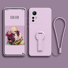 Custodia Silicone Ultra Sottile Morbida Cover con Supporto per Xiaomi Mi 12 Pro 5G Lavanda