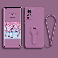 Custodia Silicone Ultra Sottile Morbida Cover con Supporto per Xiaomi Mi 12 Pro 5G Viola