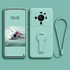 Custodia Silicone Ultra Sottile Morbida Cover con Supporto per Xiaomi Mi 12 Ultra 5G Verde Pastello