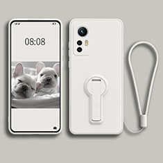 Custodia Silicone Ultra Sottile Morbida Cover con Supporto per Xiaomi Mi 12S 5G Bianco