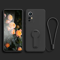 Custodia Silicone Ultra Sottile Morbida Cover con Supporto per Xiaomi Mi 12T 5G Nero