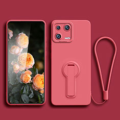 Custodia Silicone Ultra Sottile Morbida Cover con Supporto per Xiaomi Mi 13 Pro 5G Rosa Caldo