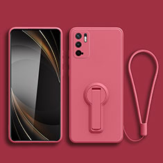 Custodia Silicone Ultra Sottile Morbida Cover con Supporto per Xiaomi POCO M3 Pro 5G Rosa Caldo