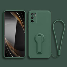 Custodia Silicone Ultra Sottile Morbida Cover con Supporto per Xiaomi POCO M3 Pro 5G Verde Notte