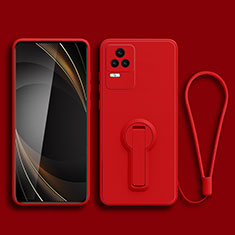 Custodia Silicone Ultra Sottile Morbida Cover con Supporto per Xiaomi Redmi K50 5G Rosso