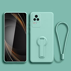 Custodia Silicone Ultra Sottile Morbida Cover con Supporto per Xiaomi Redmi K50 Pro 5G Ciano