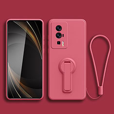 Custodia Silicone Ultra Sottile Morbida Cover con Supporto per Xiaomi Redmi K60 5G Rosa Caldo