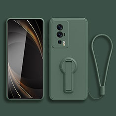 Custodia Silicone Ultra Sottile Morbida Cover con Supporto per Xiaomi Redmi K60 Pro 5G Verde Notte