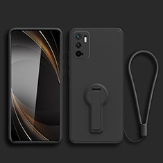 Custodia Silicone Ultra Sottile Morbida Cover con Supporto per Xiaomi Redmi Note 10 5G Nero