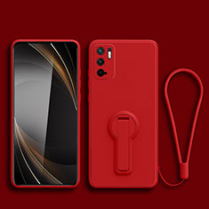 Custodia Silicone Ultra Sottile Morbida Cover con Supporto per Xiaomi Redmi Note 10 5G Rosso