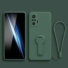 Custodia Silicone Ultra Sottile Morbida Cover con Supporto per Xiaomi Redmi Note 10S 4G Verde Notte