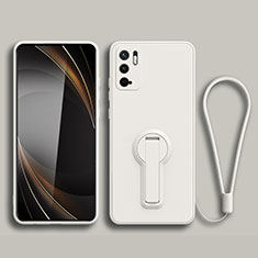 Custodia Silicone Ultra Sottile Morbida Cover con Supporto per Xiaomi Redmi Note 10T 5G Bianco