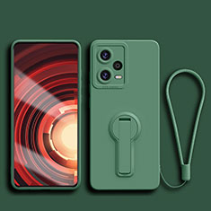 Custodia Silicone Ultra Sottile Morbida Cover con Supporto per Xiaomi Redmi Note 12 Pro+ Plus 5G Verde Notte