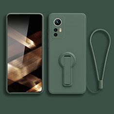 Custodia Silicone Ultra Sottile Morbida Cover con Supporto per Xiaomi Redmi Note 12S Verde Notte