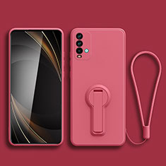 Custodia Silicone Ultra Sottile Morbida Cover con Supporto per Xiaomi Redmi Note 9 4G Rosa Caldo