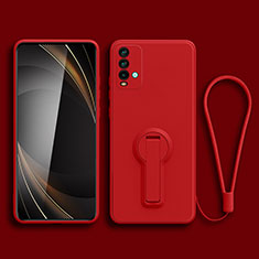 Custodia Silicone Ultra Sottile Morbida Cover con Supporto per Xiaomi Redmi Note 9 4G Rosso