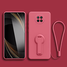 Custodia Silicone Ultra Sottile Morbida Cover con Supporto per Xiaomi Redmi Note 9 5G Rosa Caldo