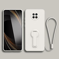 Custodia Silicone Ultra Sottile Morbida Cover con Supporto per Xiaomi Redmi Note 9T 5G Bianco
