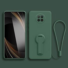 Custodia Silicone Ultra Sottile Morbida Cover con Supporto per Xiaomi Redmi Note 9T 5G Verde Notte