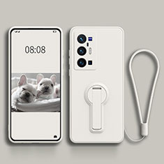 Custodia Silicone Ultra Sottile Morbida Cover con Supporto S01 per Vivo X70 Pro+ Plus 5G Bianco