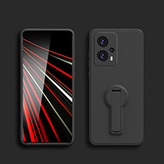 Custodia Silicone Ultra Sottile Morbida Cover con Supporto S01 per Xiaomi Redmi Note 12T Pro 5G Nero