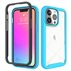 Custodia Silicone Ultra Sottile Morbida Cover Fronte e Retro 360 Gradi per Apple iPhone 13 Pro Max Cielo Blu