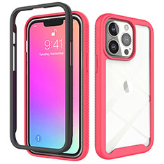 Custodia Silicone Ultra Sottile Morbida Cover Fronte e Retro 360 Gradi per Apple iPhone 13 Pro Max Rosa Caldo