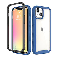 Custodia Silicone Ultra Sottile Morbida Cover Fronte e Retro 360 Gradi per Apple iPhone 14 Blu