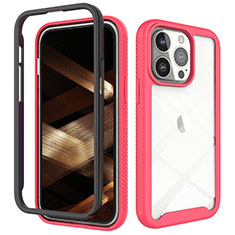 Custodia Silicone Ultra Sottile Morbida Cover Fronte e Retro 360 Gradi per Apple iPhone 15 Pro Rosa Caldo