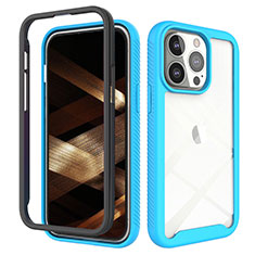 Custodia Silicone Ultra Sottile Morbida Cover Fronte e Retro 360 Gradi per Apple iPhone 16 Pro Max Cielo Blu