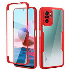 Custodia Silicone Ultra Sottile Morbida Cover Fronte e Retro 360 Gradi per Xiaomi Redmi Note 10 4G Rosso