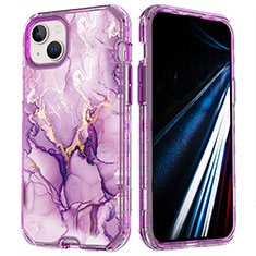 Custodia Silicone Ultra Sottile Morbida Cover Fronte e Retro 360 Gradi YJ1 per Apple iPhone 14 Plus Viola