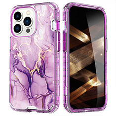 Custodia Silicone Ultra Sottile Morbida Cover Fronte e Retro 360 Gradi YJ1 per Apple iPhone 14 Pro Viola