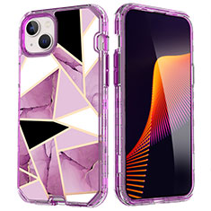 Custodia Silicone Ultra Sottile Morbida Cover Fronte e Retro 360 Gradi YJ2 per Apple iPhone 15 Viola