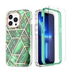 Custodia Silicone Ultra Sottile Morbida Cover Fronte e Retro 360 Gradi YJ3 per Apple iPhone 13 Pro Max Verde