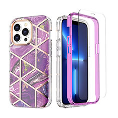 Custodia Silicone Ultra Sottile Morbida Cover Fronte e Retro 360 Gradi YJ3 per Apple iPhone 13 Pro Viola