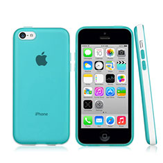 Custodia Silicone Ultra Sottile Morbida Laterale Opaca per Apple iPhone 5C Cielo Blu