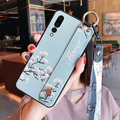 Custodia TPU Morbida Fiori per Huawei P20 Pro Ciano