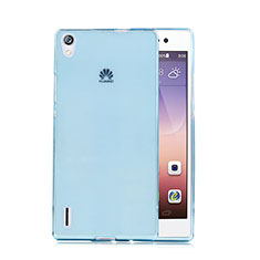 Custodia TPU Trasparente Ultra Sottile Morbida per Huawei P7 Dual SIM Blu