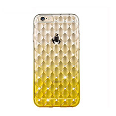 Custodia Trasparente Diamante Strass Gioielli Sfumato Morbida per Apple iPhone 6 Plus Giallo