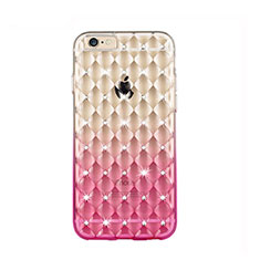 Custodia Trasparente Diamante Strass Gioielli Sfumato Morbida per Apple iPhone 6 Plus Rosa