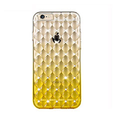 Custodia Trasparente Diamante Strass Gioielli Sfumato Morbida per Apple iPhone 6S Giallo