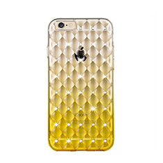 Custodia Trasparente Diamante Strass Gioielli Sfumato Morbida per Apple iPhone 6S Plus Giallo