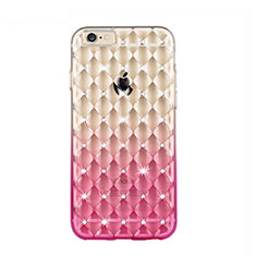 Custodia Trasparente Diamante Strass Gioielli Sfumato Morbida per Apple iPhone 6S Plus Rosa