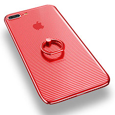 Custodia Trasparente Rigida con Anello Supporto per Apple iPhone 7 Plus Rosso
