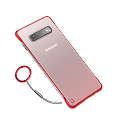 Custodia Ultra Sottile Trasparente Rigida Cover Opaca U02 per Samsung Galaxy S10 Rosso