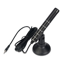 Microfono Mini Stereo Karaoke 3.5mm con Supporto K02 per Sony Xperia 1 V Nero