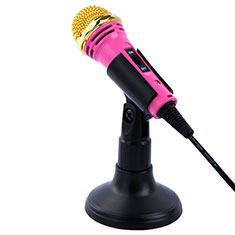 Microfono Mini Stereo Karaoke 3.5mm con Supporto M07 per Samsung I5800 I5801 Teos Naos Rosa