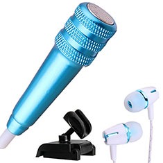 Microfono Mini Stereo Karaoke 3.5mm con Supporto M08 per Samsung Galaxy S6 Edge+ Plus Blu